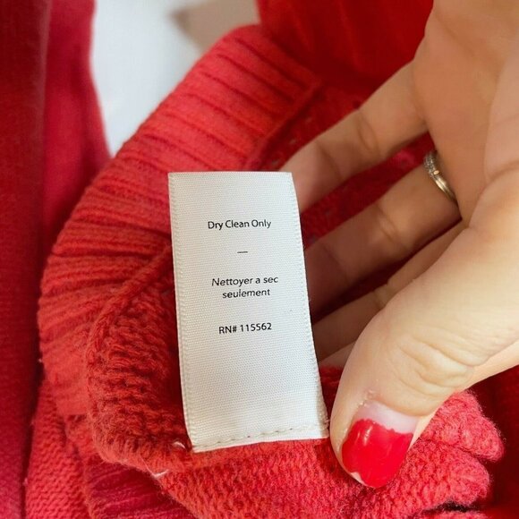 Elizabeth and James Cable Knit Asymmetrical  Cardigan Sweater Red Orange S Snap - Picture 6 of 8
